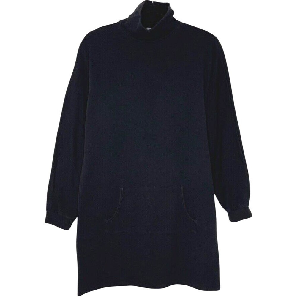 Clayton Womens Dress XS Black French Terry Turtleneck Long Sleeve Pockets USA